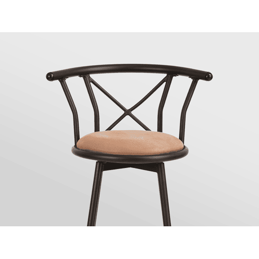 Cadeira Alta De Bar Com Encosto, Estrutura De Metal E Assento De Tecido, Estilo Moderno, Ideal Para Cozinha Ou Bar, Conjunto Com 4 Unidades, Marrom