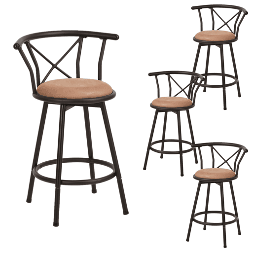 Cadeiras De Bar Com Encosto De Design Moderno, Conjunto De 4, Assento Com Estofado Suave E Durável, Estrutura Metálica Robusta, Perfeitas Para Cozinha Ou Bar, Capacidade Até 120Kg Cadeiras De Bar Com Encosto De Design Moderno, Conjunto De 4, Assento Com Estofado Suave E Durável, Estrutura Metálica Robusta, Perfeitas Para Cozinha Ou Bar, Capacidade Até 120Kg