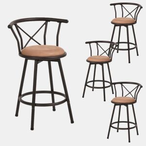 Cadeiras De Bar Com Encosto De Design Moderno, Conjunto De 4, Assento Com Estofado Suave E Durável, Estrutura Metálica Robusta, Perfeitas Para Cozinha Ou Bar, Capacidade Até 120Kg