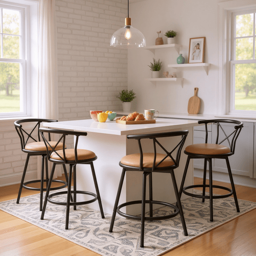 Cadeiras De Bar Com Encosto De Design Moderno, Conjunto De 4, Assento Com Estofado Suave E Durável, Estrutura Metálica Robusta, Perfeitas Para Cozinha Ou Bar, Capacidade Até 120Kg Cadeiras De Bar Com Encosto De Design Moderno, Conjunto De 4, Assento Com Estofado Suave E Durável, Estrutura Metálica Robusta, Perfeitas Para Cozinha Ou Bar, Capacidade Até 120Kg