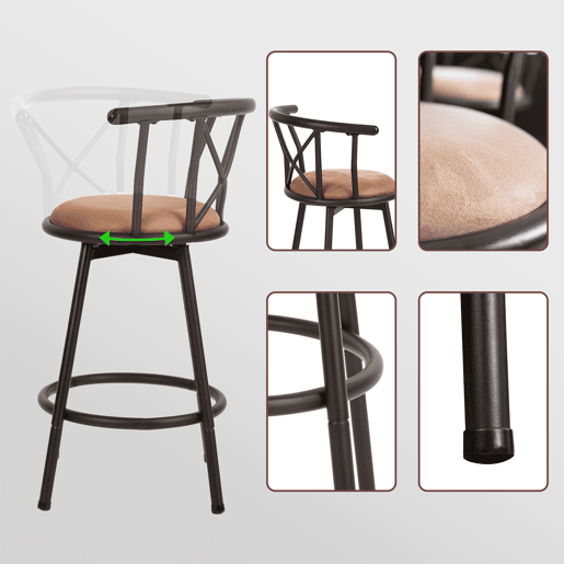 Cadeiras De Bar Com Encosto De Design Moderno, Conjunto De 4, Assento Com Estofado Suave E Durável, Estrutura Metálica Robusta, Perfeitas Para Cozinha Ou Bar, Capacidade Até 120Kg Cadeiras De Bar Com Encosto De Design Moderno, Conjunto De 4, Assento Com Estofado Suave E Durável, Estrutura Metálica Robusta, Perfeitas Para Cozinha Ou Bar, Capacidade Até 120Kg
