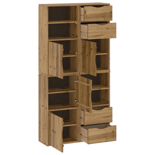 vidaXL Móveis de apoio 4 pcs ODDA 40x24x79 cm pinho de madeira maciça