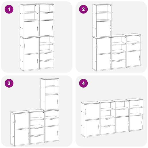 vidaXL Móveis de apoio 4 pcs ODDA 40x24x79 cm pinho de madeira maciça