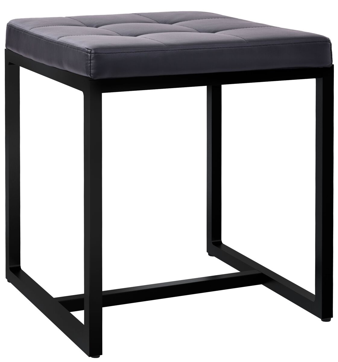 Taburete barci con marco negro simil cuero negro 40x40x48 cm
