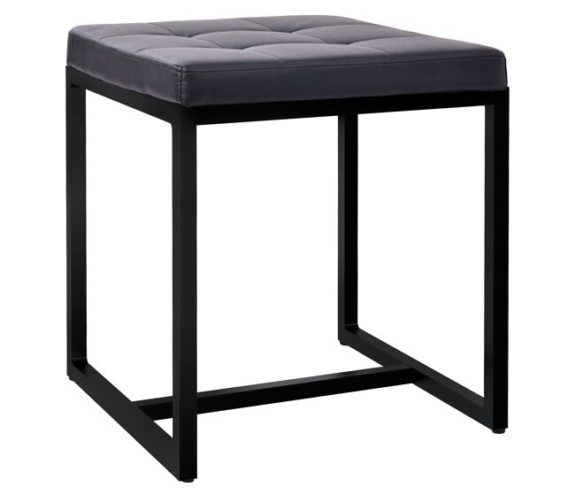 Taburete barci con marco negro simil cuero negro 40x40x48 cm