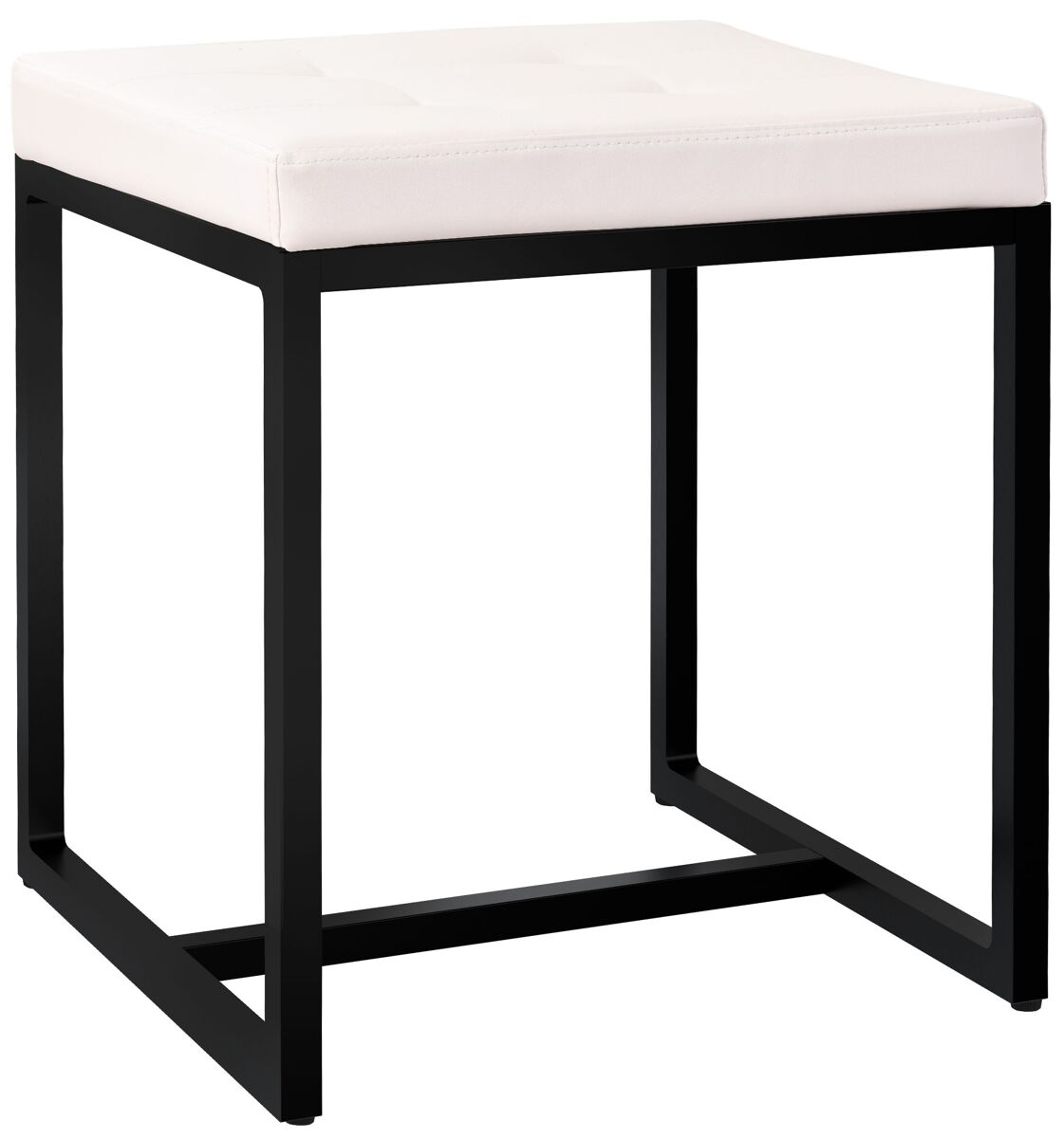 Taburete barci con marco negro simil cuero crema 40x40x48 cm