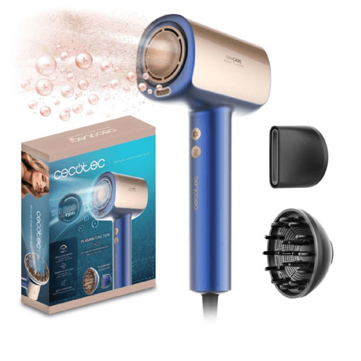 Cecotec Secador de Cabelo Brushless de Última Geração DryGlam Nano Plasma Blue. Potência de 110,000 RPM e 1600W