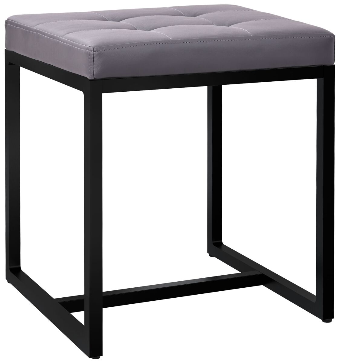 Taburete barci con marco negro simil cuero gris 40x40x48 cm