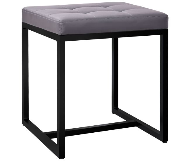 Taburete barci con marco negro simil cuero gris 40x40x48 cm