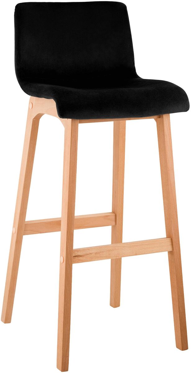 Taburete de bar hover terciopelo estructura de cuatro patas natura negro 46x41x101 cm
