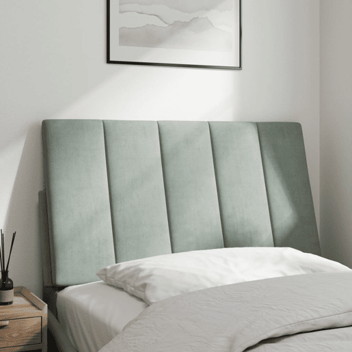 Almofadão de Cabeceira - Cabeceira de cama 90 cm veludo cinzento-claro