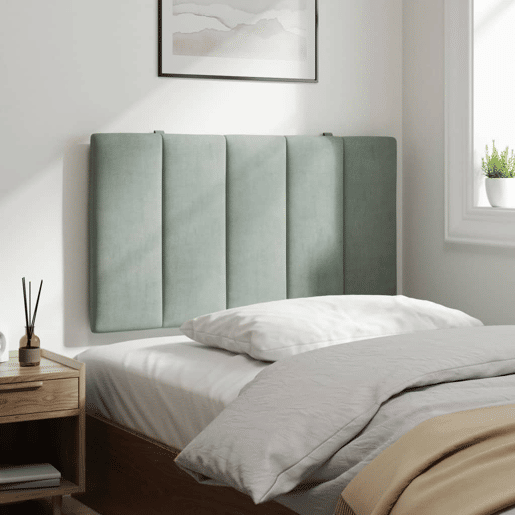 Almofadão de Cabeceira - Cabeceira de cama 90 cm veludo cinzento-claro