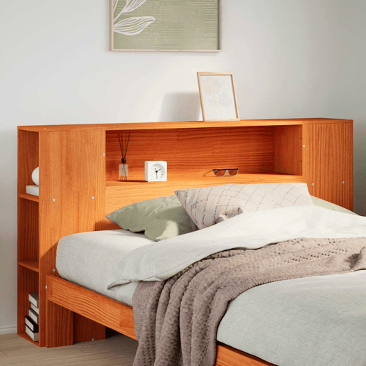 Cabeceira - Cabeceira de cama com arrumação 150 cm pinho maciço castanho-mel
