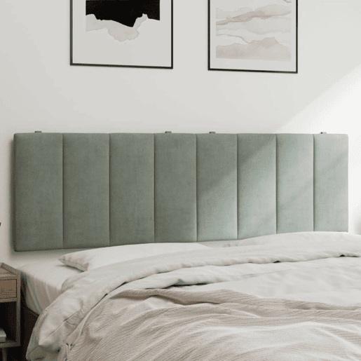 Almofadão de Cabeceira - Cabeceira de cama 160 cm veludo cinzento-claro