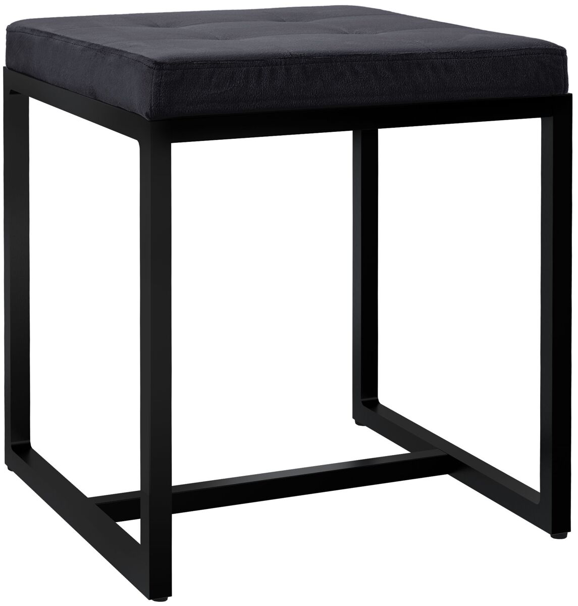 Taburete barci con marco negro terciopelo negro 40x40x48 cm