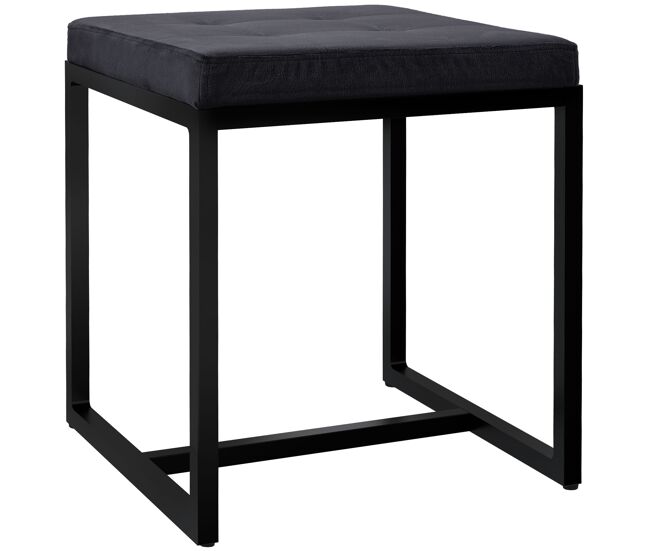 Taburete barci con marco negro terciopelo negro 40x40x48 cm