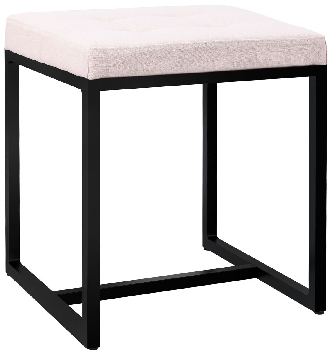 Taburete barci con marco negro tela crema 40x40x48 cm