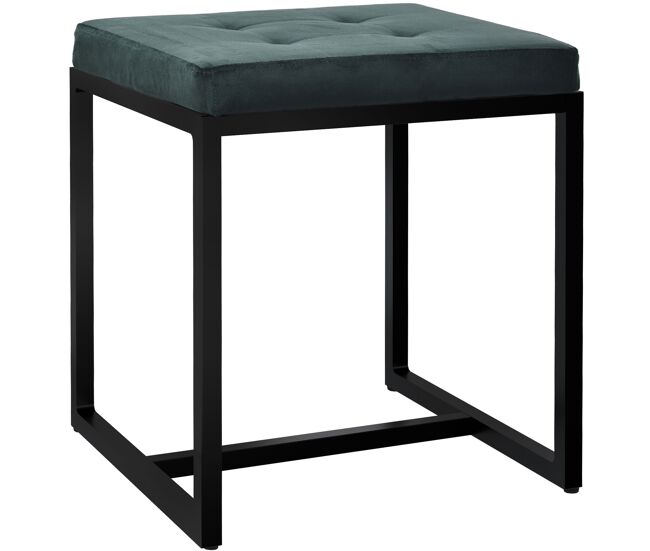 Taburete barci con marco negro terciopelo verde 40x40x48 cm