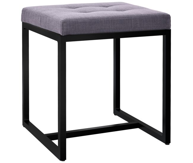 Taburete barci con marco negro tela gris oscuro 40x40x48 cm
