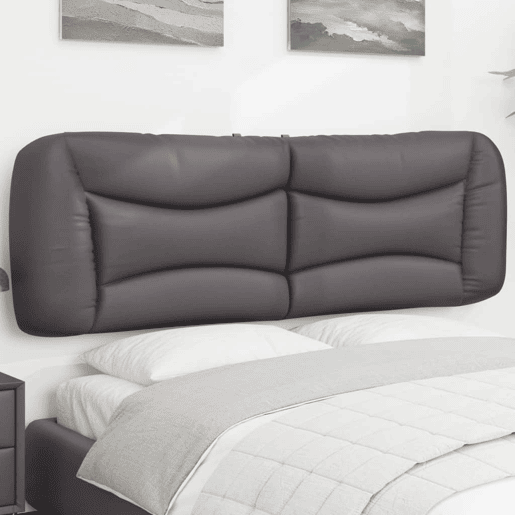 Almofadão de Cabeceira - Cabeceira de cama 160 cm couro artificial cinzento