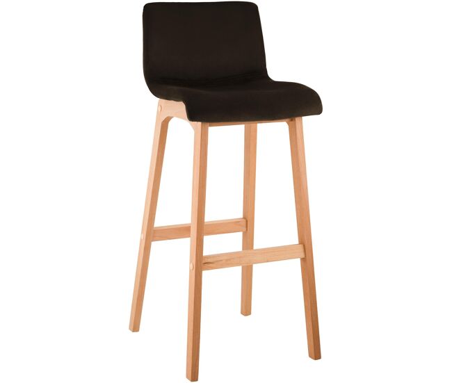 Taburete de bar hover terciopelo estructura de cuatro patas natura marrón 46x41x101 cm