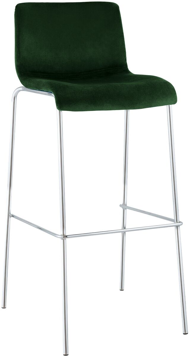 Taburete de barra hover tapizado en terciopelo con estructura de cuatro patas cromada verde 48x43x100 cm