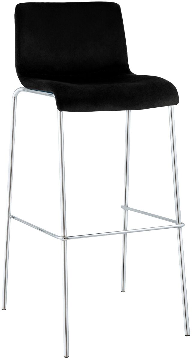 Taburete de barra hover tapizado en terciopelo con estructura de cuatro patas cromada negro 48x43x100 cm