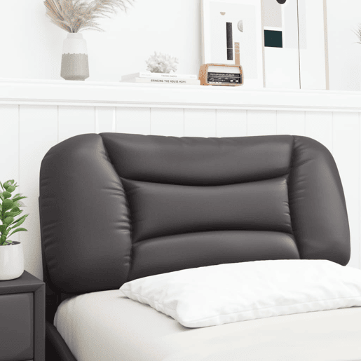 Almofadão de Cabeceira - Cabeceira de cama 90 cm couro artificial cinzento