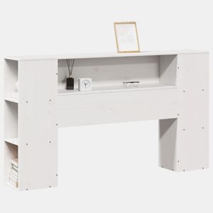 Cabeceira - Cabeceira de cama com arrumação 140 cm madeira de pinho maciça branco