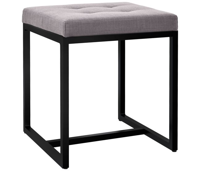 Taburete barci con marco negro tela gris 40x40x48 cm