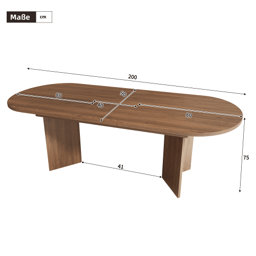 Mesa de jantar extensÃvel oval 160-200 cm de mdf,noz Mesa de jantar extensÃvel oval 160-200 cm de mdf,noz