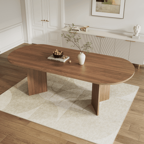 Mesa de jantar extensÃvel oval 160-200 cm de mdf,noz Mesa de jantar extensÃvel oval 160-200 cm de mdf,noz