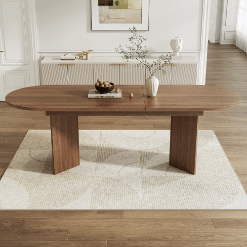 Mesa de jantar extensÃvel oval 160-200 cm de mdf,noz Mesa de jantar extensÃvel oval 160-200 cm de mdf,noz