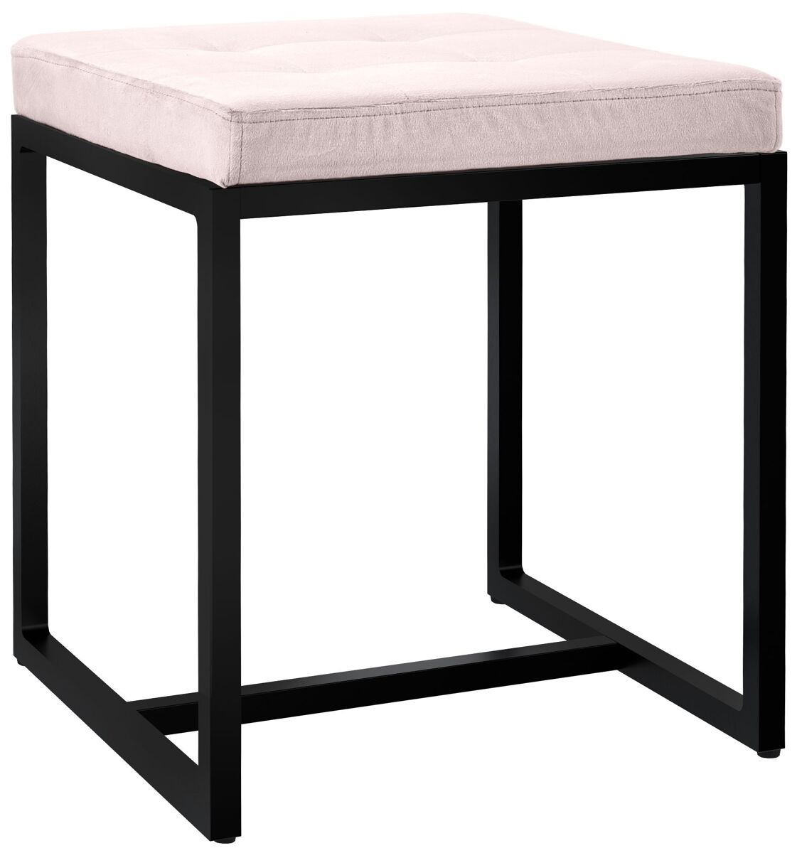 Taburete barci con marco negro terciopelo crema 40x40x48 cm