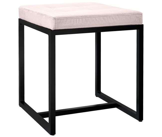 Taburete barci con marco negro terciopelo crema 40x40x48 cm
