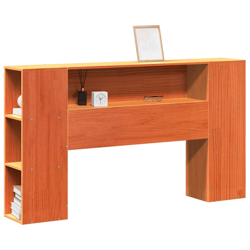 Cabeceira - Cabeceira de cama com arrumação 135 cm pinho maciço castanho-mel