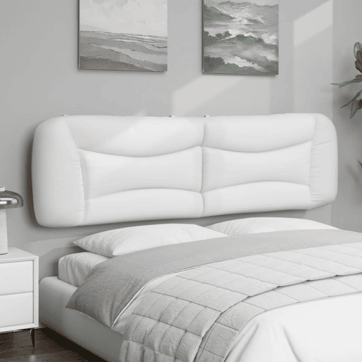 Almofadão de Cabeceira - Cabeceira de cama 180 cm couro artificial branco