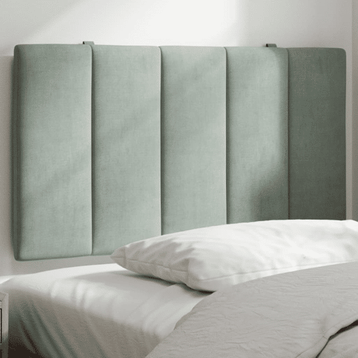 Almofadão de Cabeceira - Cabeceira de cama 80 cm veludo cinzento-claro
