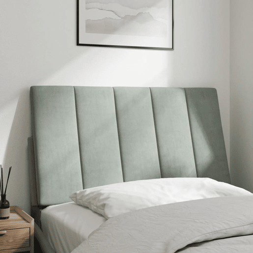 Almofadão de Cabeceira - Cabeceira de cama 80 cm veludo cinzento-claro