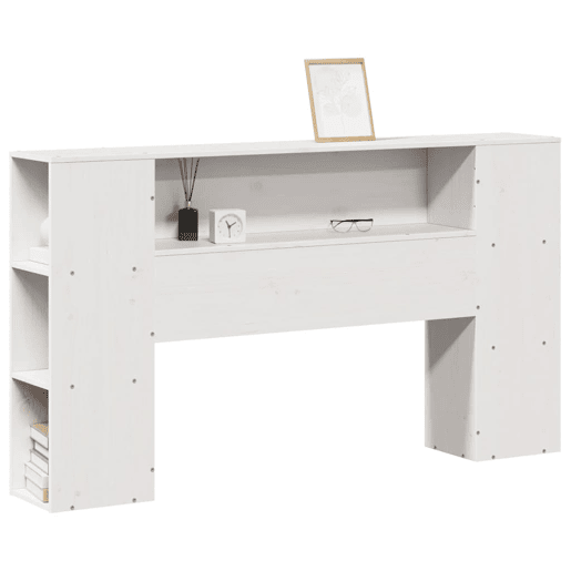 Cabeceira - Cabeceira de cama com arrumação 150 cm madeira de pinho maciça branco