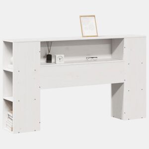 Cabeceira - Cabeceira de cama com arrumação 150 cm madeira de pinho maciça branco
