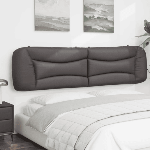 Almofadão de Cabeceira - Cabeceira de cama 200 cm couro artificial cinzento