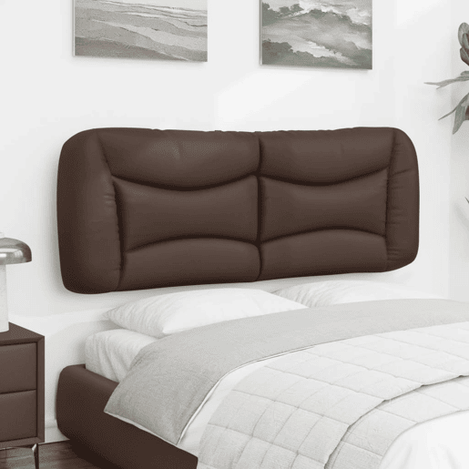 Almofadão de Cabeceira - Cabeceira de cama 140 cm couro artificial castanho
