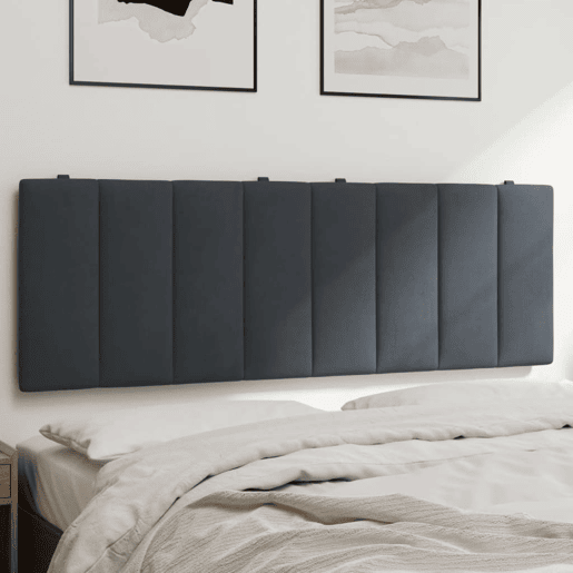 Almofadão de Cabeceira - Cabeceira de cama 140 cm veludo cinzento-escuro