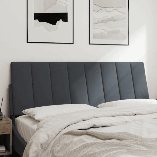 Almofadão de Cabeceira - Cabeceira de cama 140 cm veludo cinzento-escuro