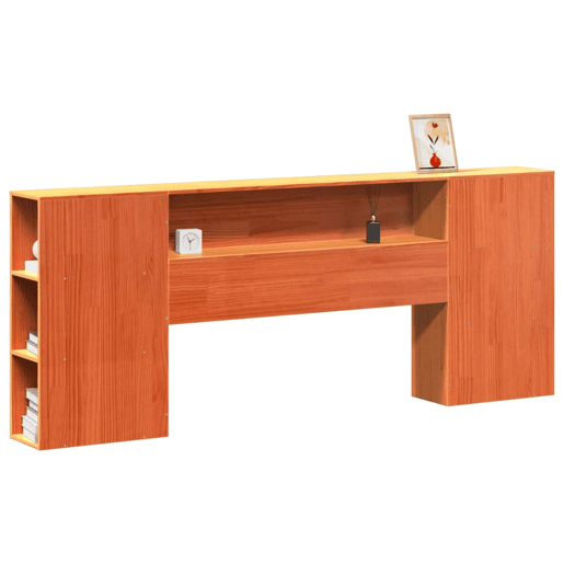 Cabeceira - Cabeceira de cama com arrumação 200 cm pinho maciço castanho-mel