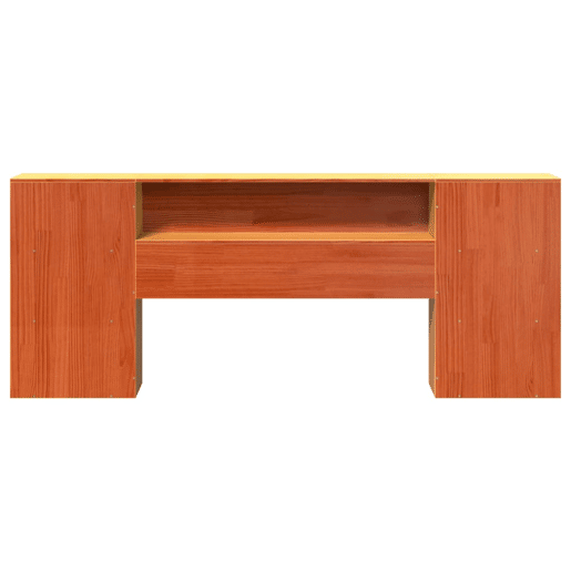 Cabeceira - Cabeceira de cama com arrumação 200 cm pinho maciço castanho-mel