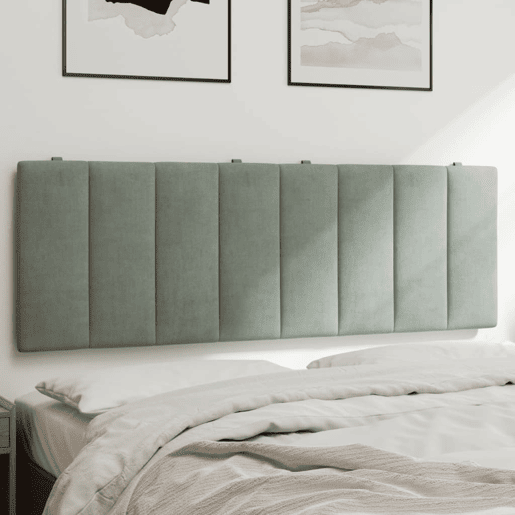 Almofadão de Cabeceira - Cabeceira de cama 120 cm veludo cinzento-claro