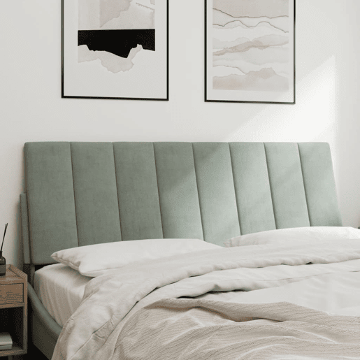 Almofadão de Cabeceira - Cabeceira de cama 120 cm veludo cinzento-claro