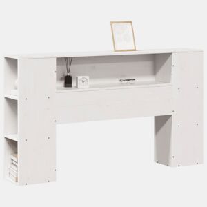 Cabeceira - Cabeceira de cama com arrumação 135 cm madeira de pinho maciça branco